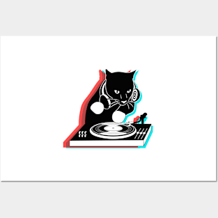 DJ Cat in 3D Colours Posters and Art